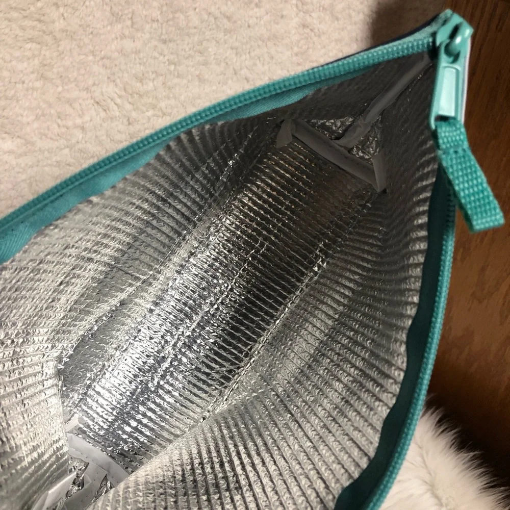 thirty-one Navy & White Striped Makeup Bag with Teal Accent